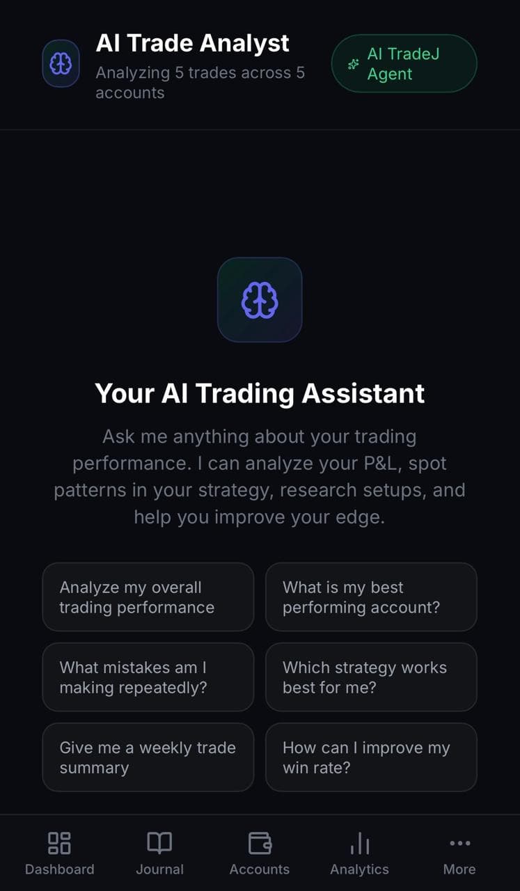 MyTradeJ AI Agent on mobile